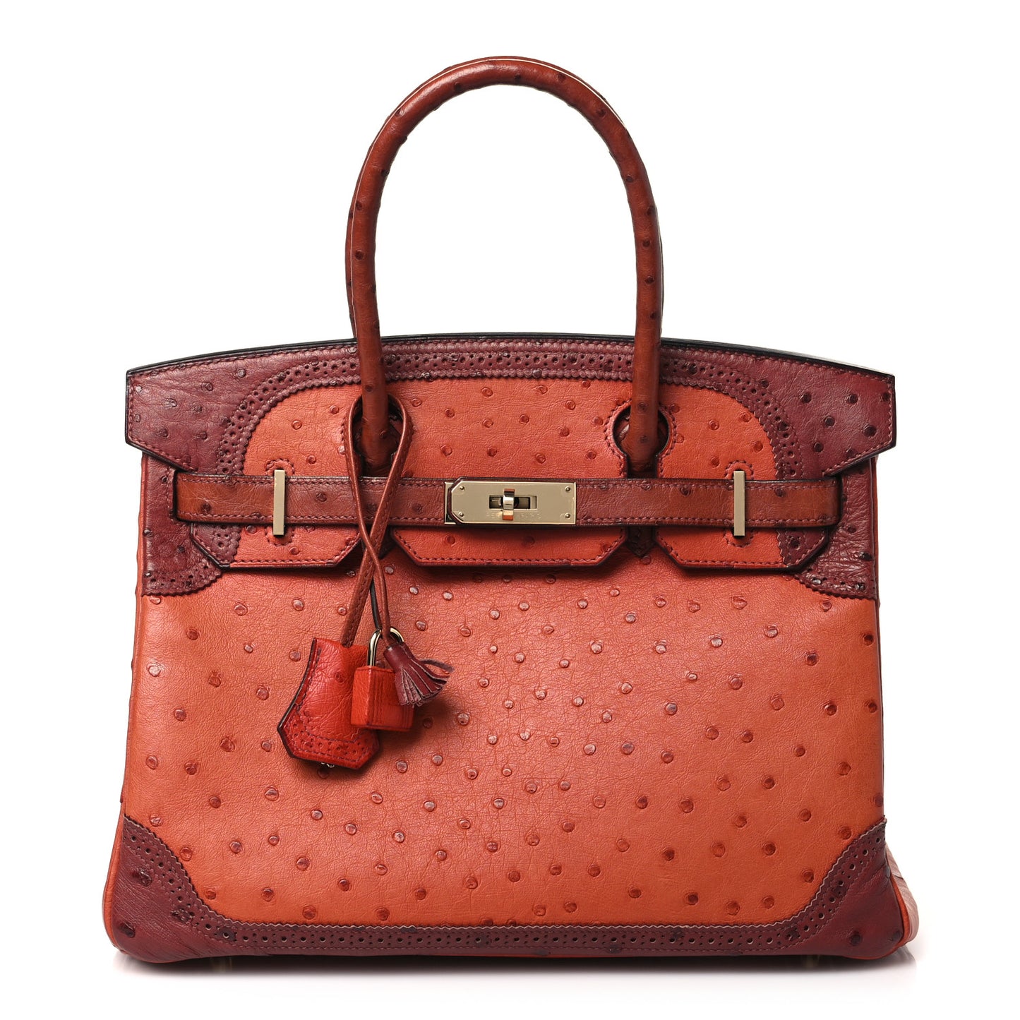 Ostrich Ghillies Birkin 30 Brique Rouge H