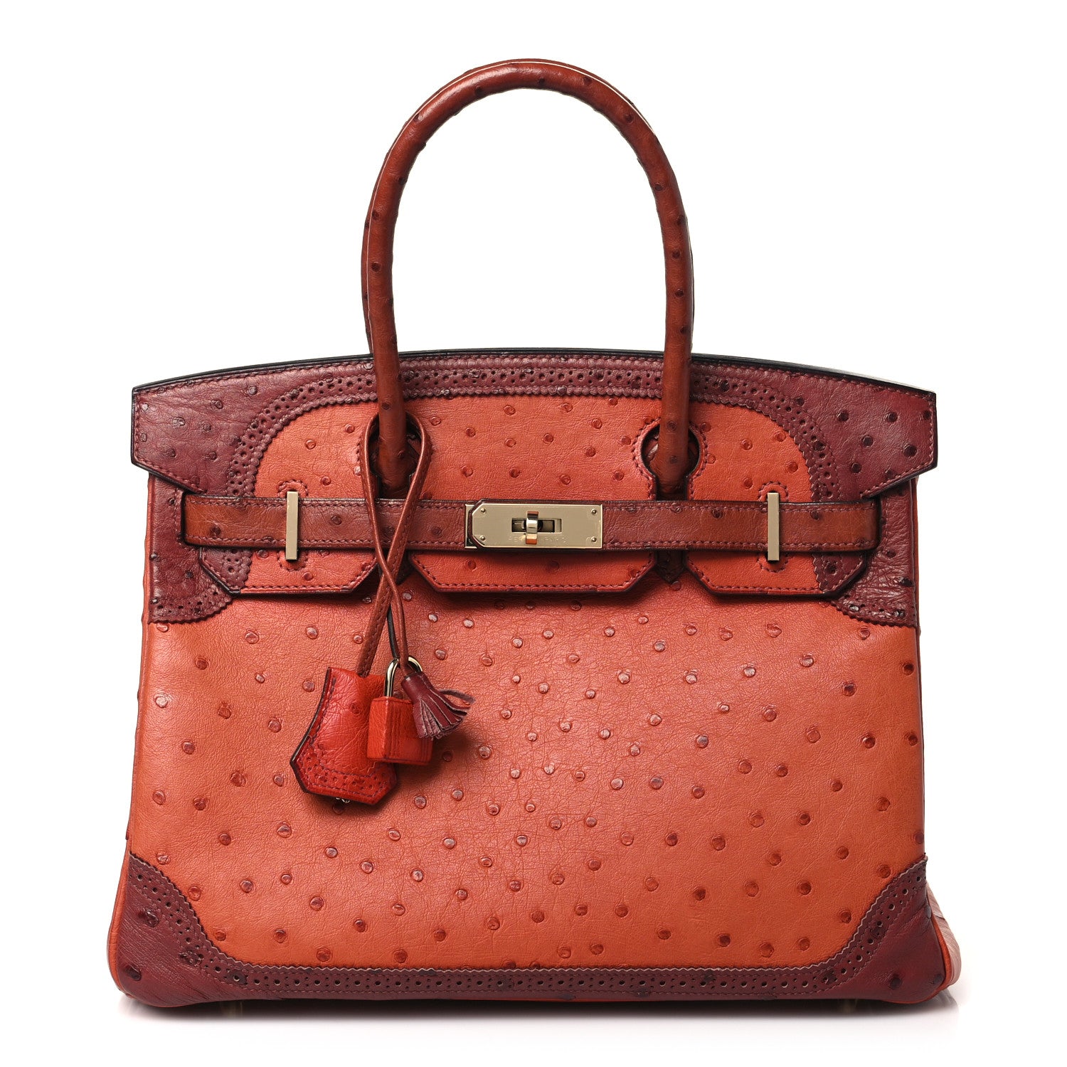 Hermes Ostrich Ghillies Birkin 30 Brique Rouge H 1 of 10