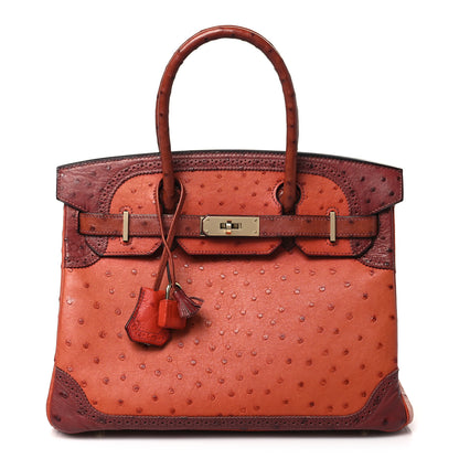 Hermes Ostrich Ghillies Birkin 30 Brique Rouge H 1 of 10