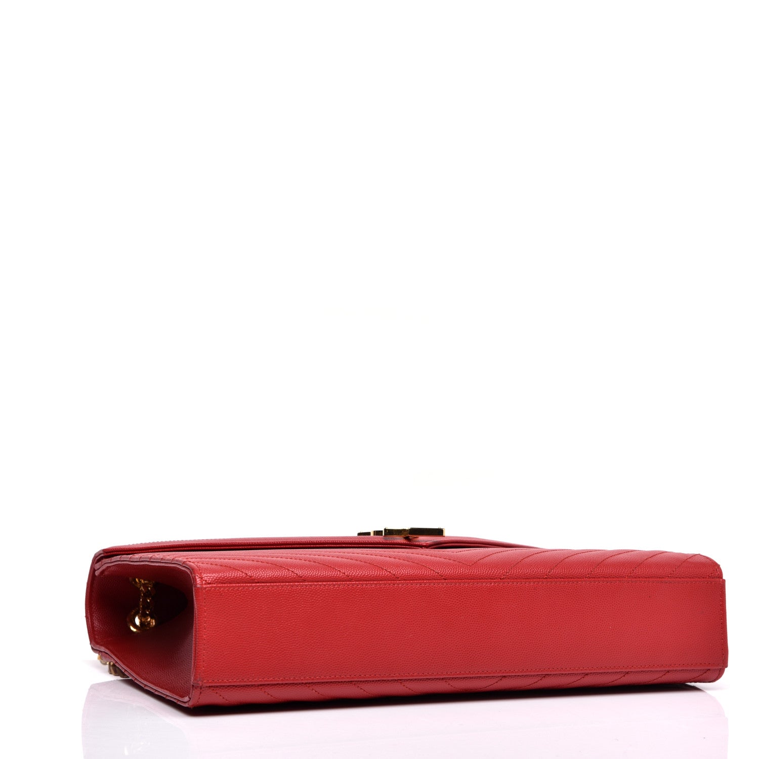 Saint Laurent Grain De Poudre Matelasse Chevron Large Monogram Satchel Lipstick Red 4 of 10