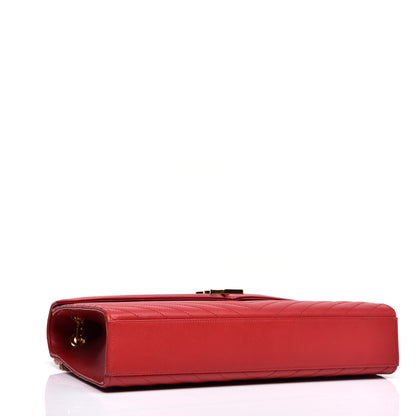 Saint Laurent Grain De Poudre Matelasse Chevron Large Monogram Satchel Lipstick Red 4 of 10