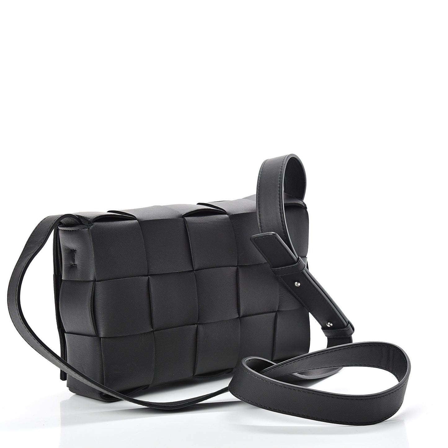 Lambskin Maxi Intrecciato Cassette Crossbody Bag Black