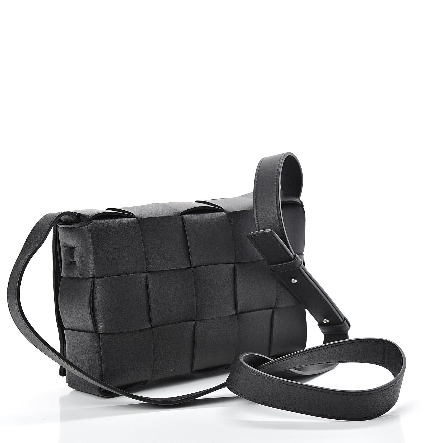 Bottega Veneta Lambskin Maxi Intrecciato Cassette Crossbody Bag Black 2 of 9