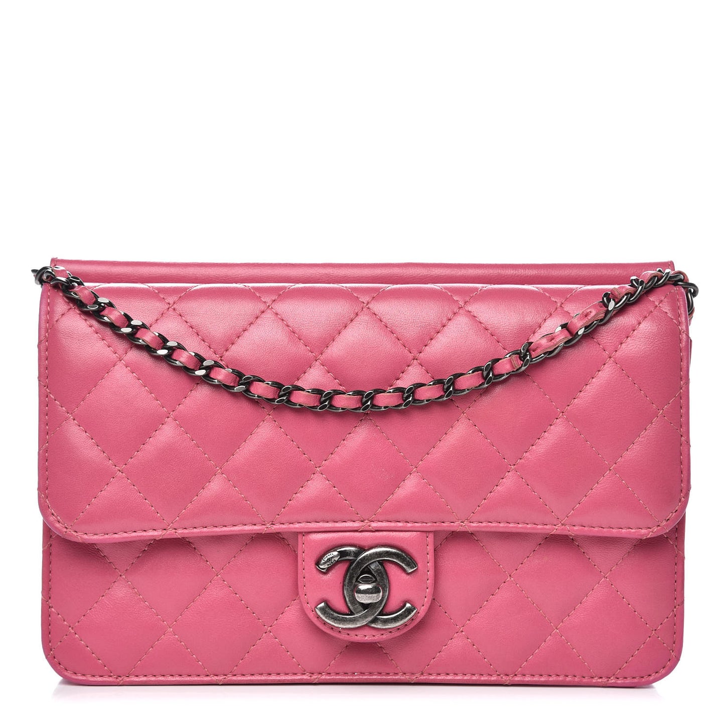 Lambskin Quilted Medium Crossing Times Flap Pink
