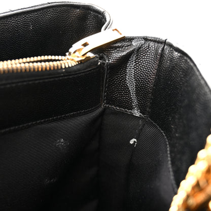 Saint Laurent Grain De Poudre Matelasse Chevron Monogram Shopping Bag Black 9 of 10