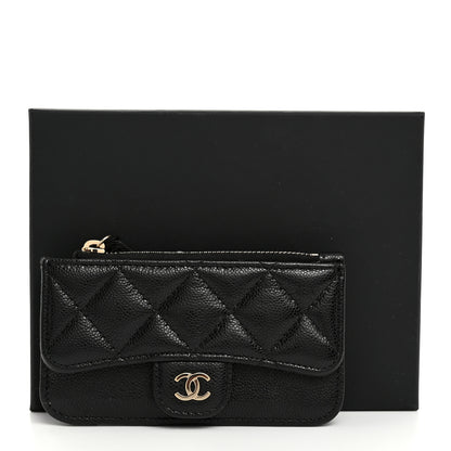 Chanel Caviar Quilted Flap Zip Card Holder Black 2 of 8