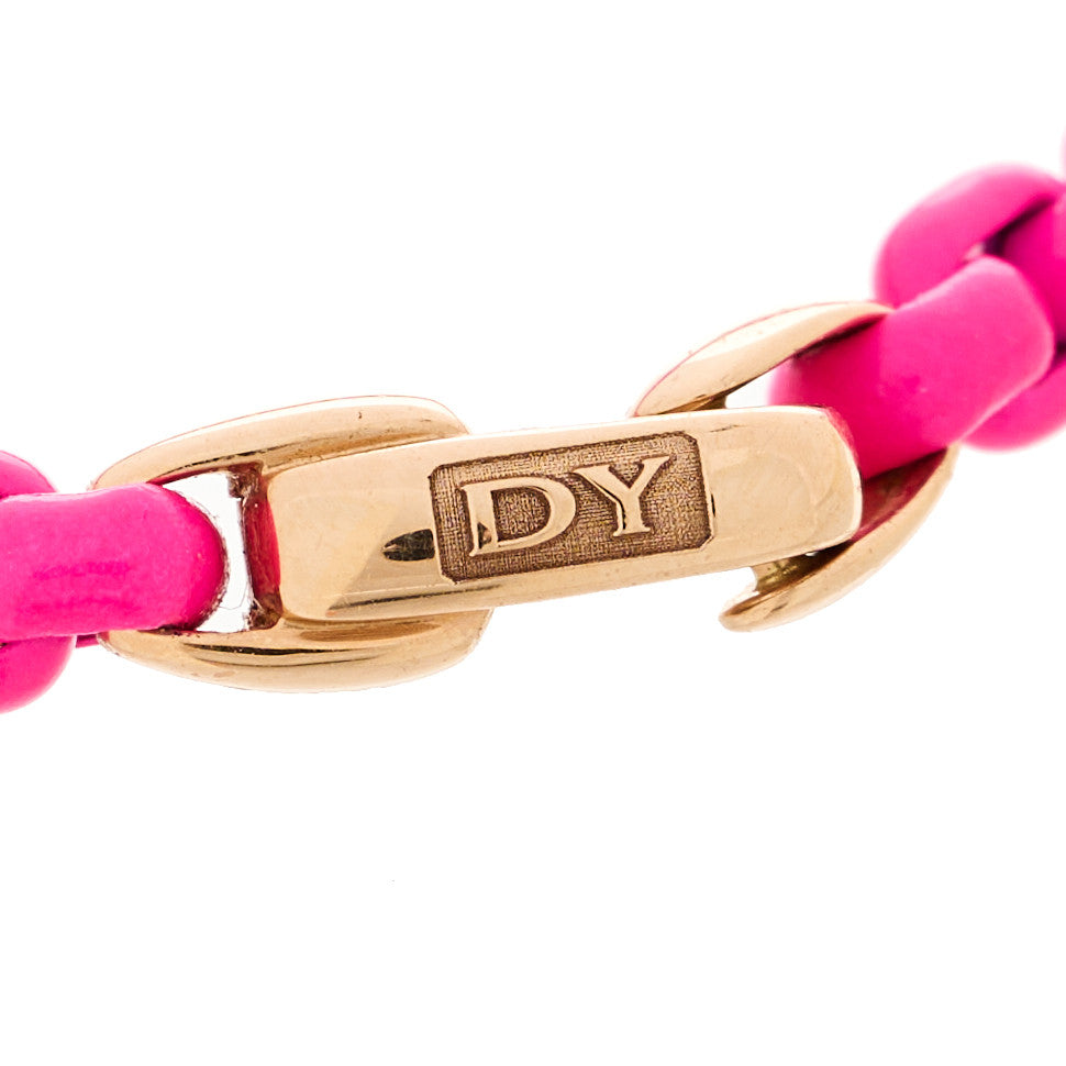 14K Rose Gold Acrylic Bel Aire 4mm Chain Bracelet Hot Pink
