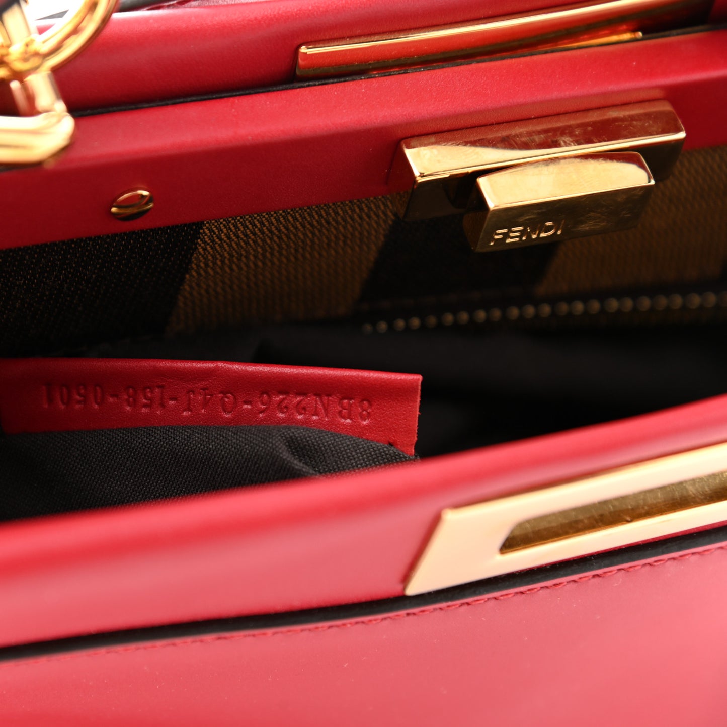 Vitello Morgan Fabric Jacquard Pequin Medium Peekaboo Iconic Satchel Mattone Tobacco Black