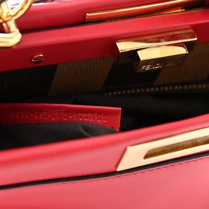Fendi Vitello Morgan Fabric Jacquard Pequin Medium Peekaboo Iconic Satchel Mattone Tobacco Black 8 of 12