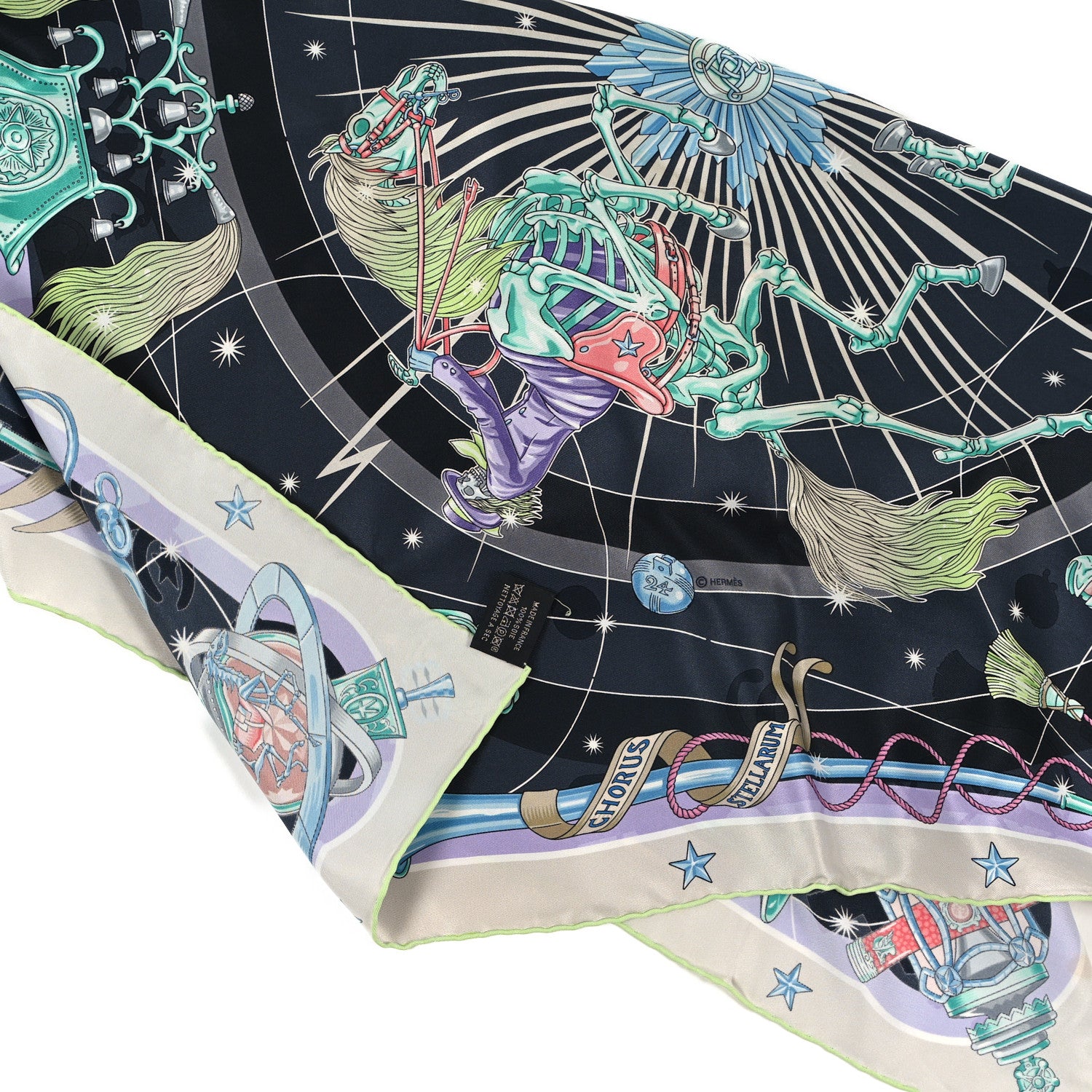 Hermes Silk Chorus Stellarum Scarf 70 Gris Nacre Anthracite 3 of 3