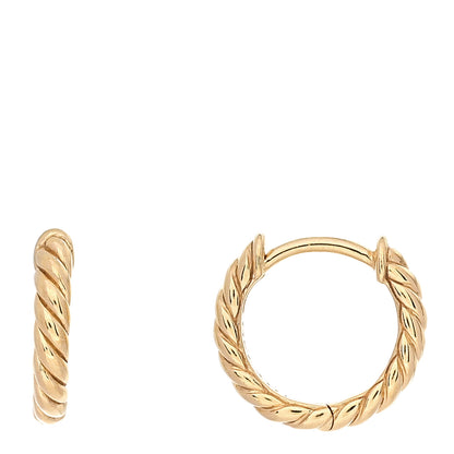 David Yurman 18K Yellow Gold Sculpted Cable Micro Huggie Hoop Earrings 1 of 4