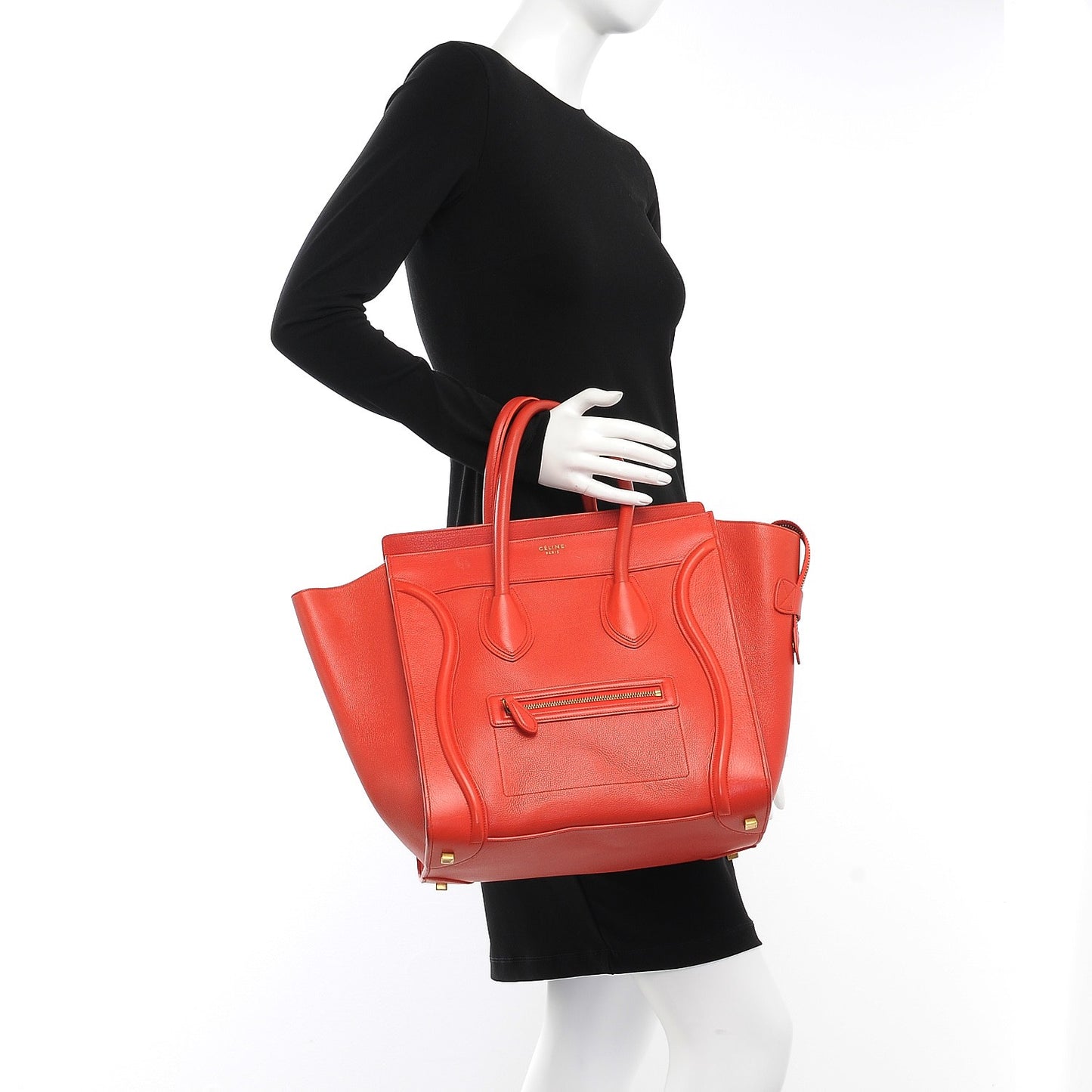 Drummed Calfskin Mini Luggage Coquelicot