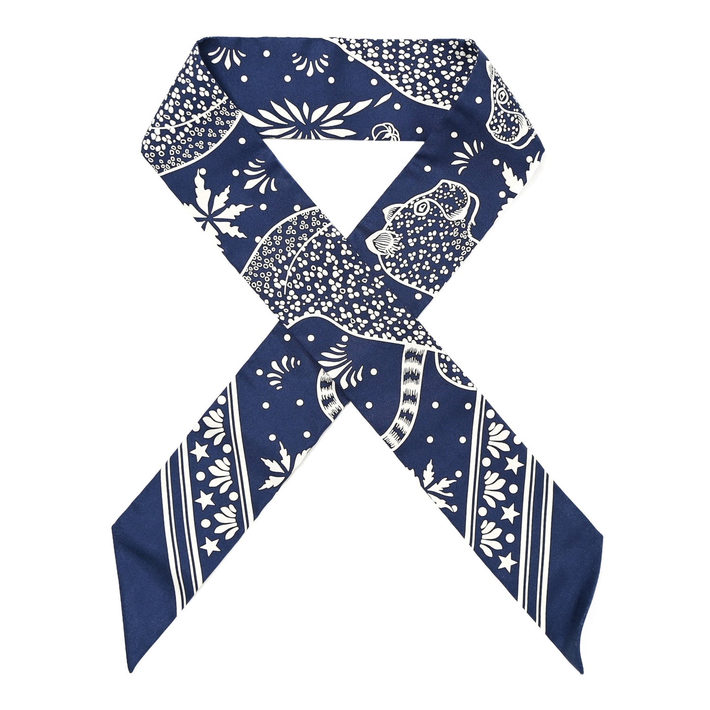 Silk Les Leopards Twilly Marine White