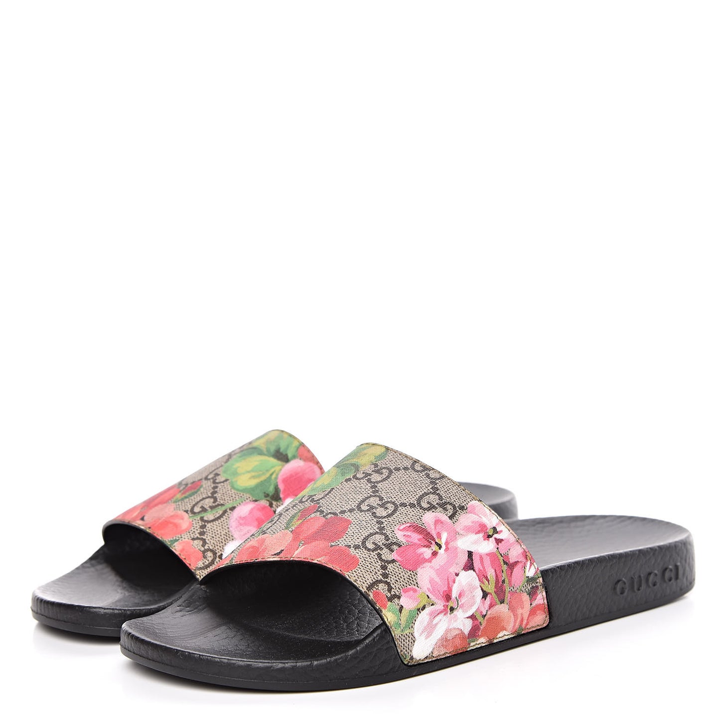GG Supreme Monogram Blooms Slide Sandals 36 Beige Multicolor