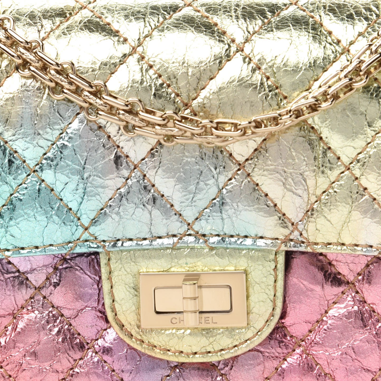 Metallic Goatskin Quilted Mini 2.55 Reissue Flap Multicolor
