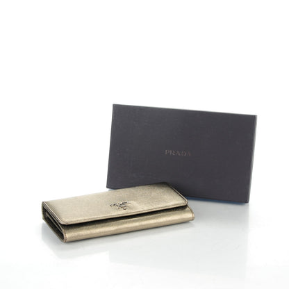 Prada Saffiano Metal Continental Flap Wallet Piombo 4 of 7
