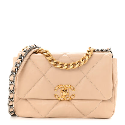 Chanel Lambskin Quilted Medium Chanel 19 Flap Beige 1 of 11