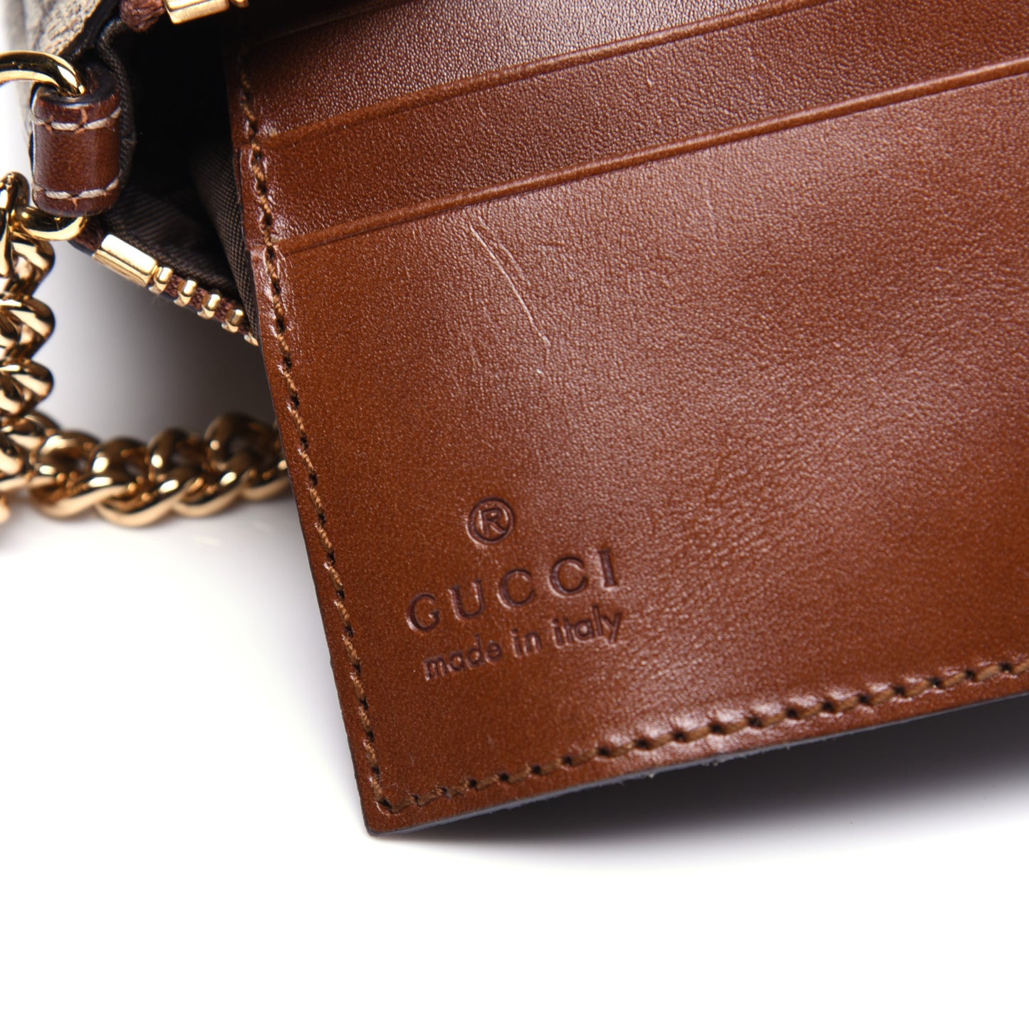 GG Supreme Monogram Wrist Wallet Brown