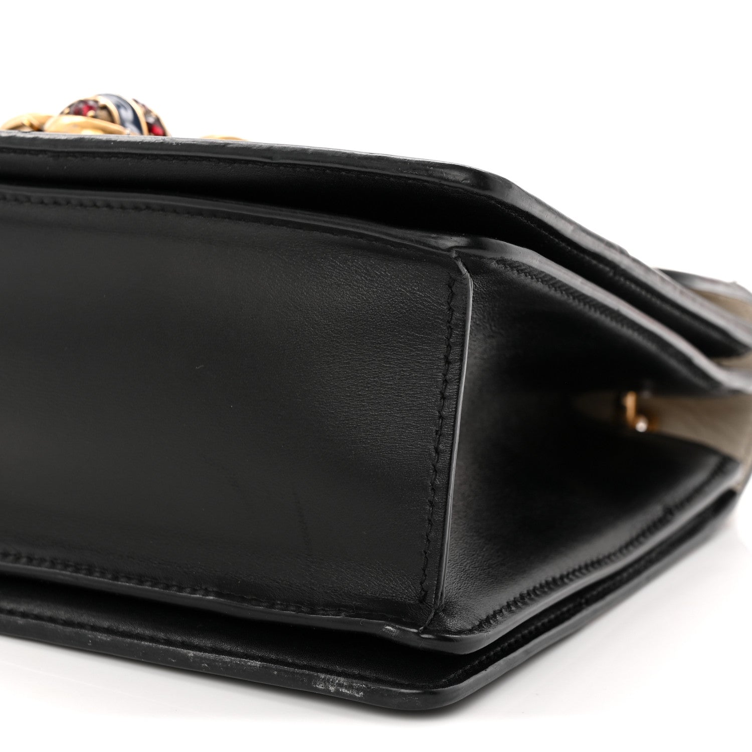 Gucci Calfskin Sylvie Web Small Queen Margaret Top Handle Bag Black White 10 of 10