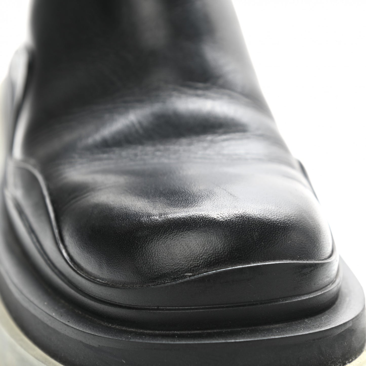 Calfskin The Tire Cropped Chelsea Short Boots 37.5 Black Transparent