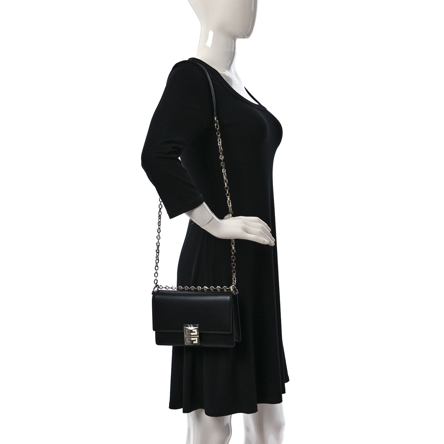 Givenchy Calfskin Small 4G Chain Shoulder Bag Black 2 of 11