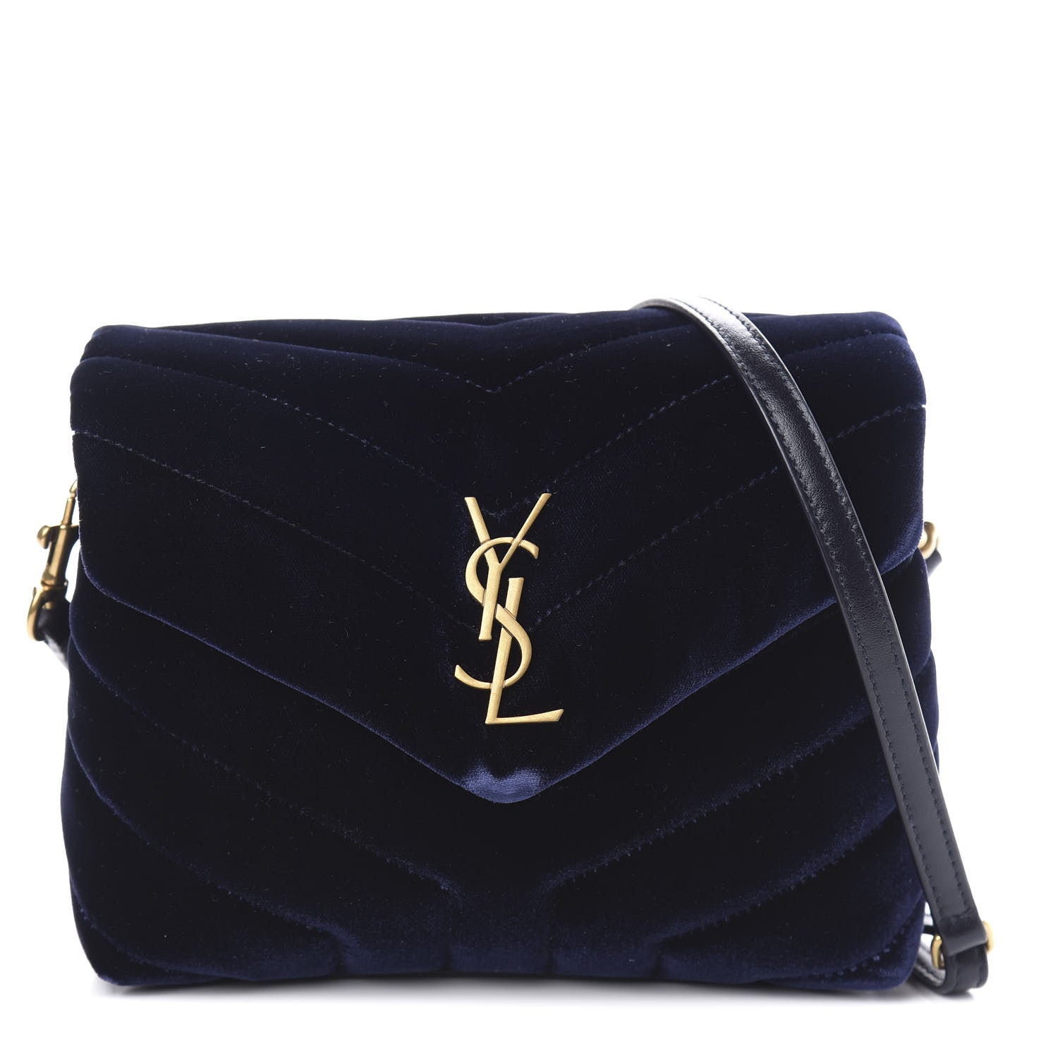 Saint Laurent Velvet Y Quilted Monogram Toy Loulou Crossbody Navy 1 of 11