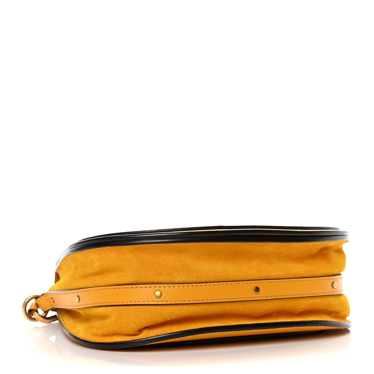 Calfskin Suede Medium Nile Bracelet Bag Dark Ochre