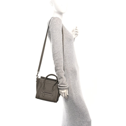 Celine Drummed Calfskin Nano Luggage Souris 2 of 13
