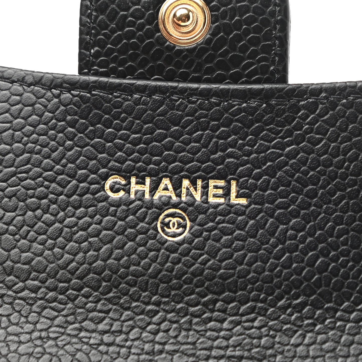 Caviar Quilted Flap Card Holder Wallet Black
