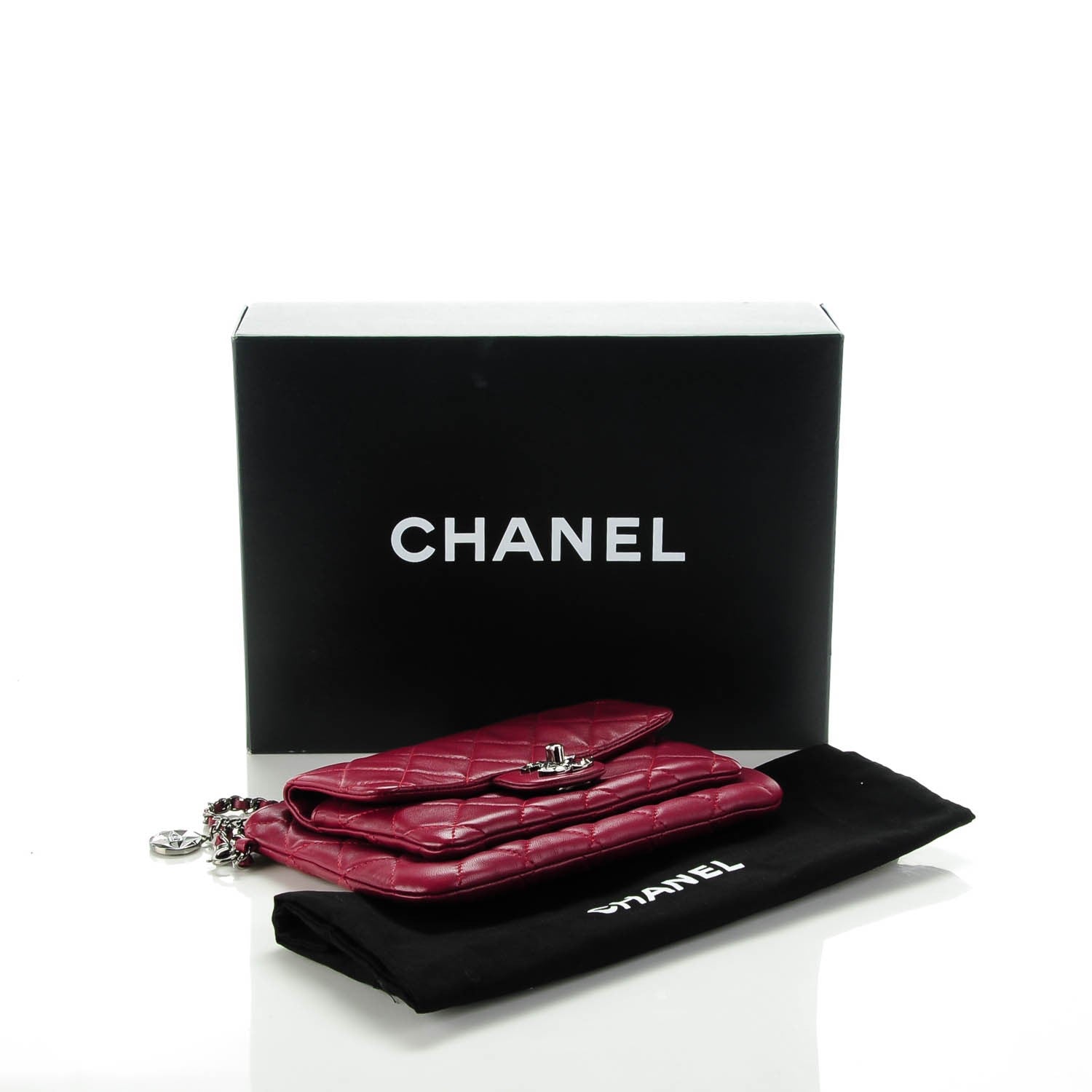 Chanel Lambskin Mineral Nights Flap Wristlet Dark Red 4 of 8