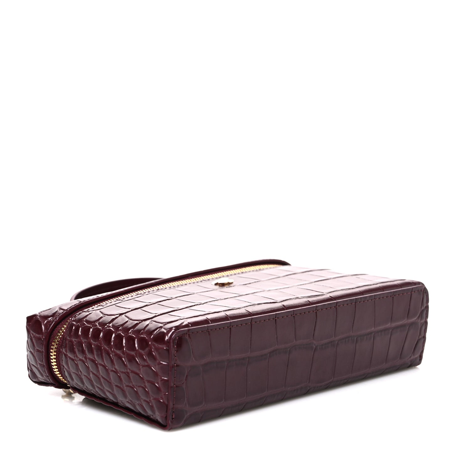 Calfskin Crocodile Embossed Crococo Exoticoco Vanity With Chain Dark Burgundy
