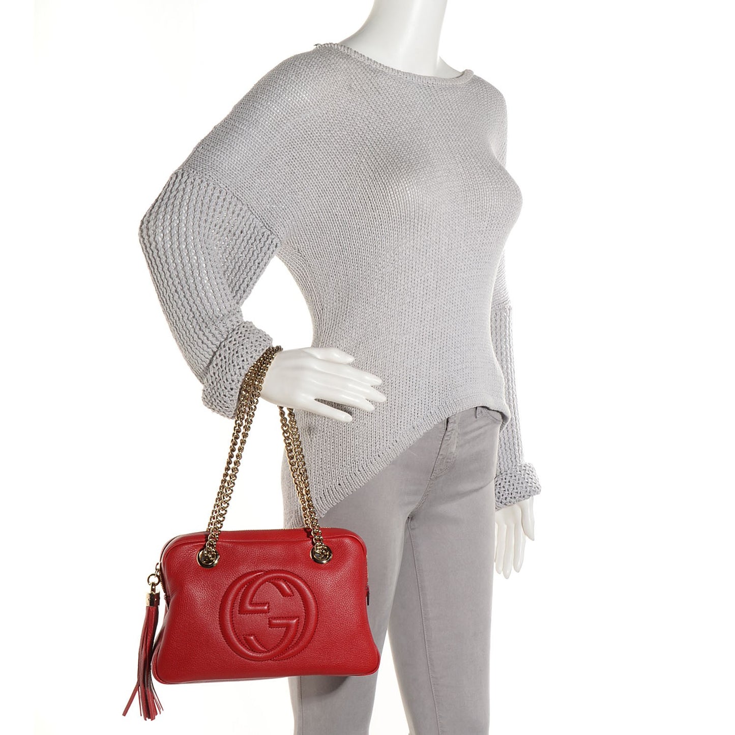 Pebbled Calfskin Small Soho Bowler Red