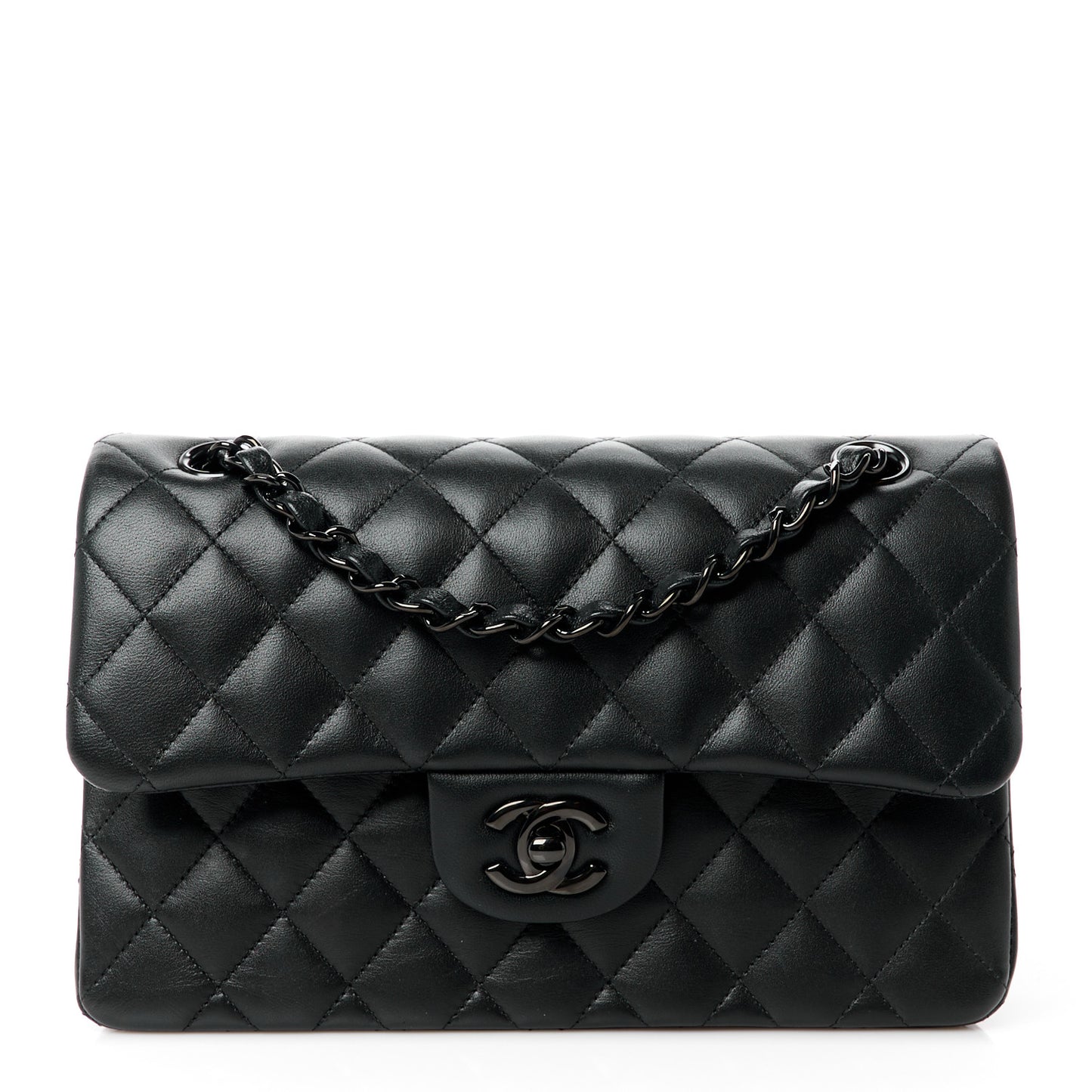 Lambskin Quilted Small Double Flap So Black