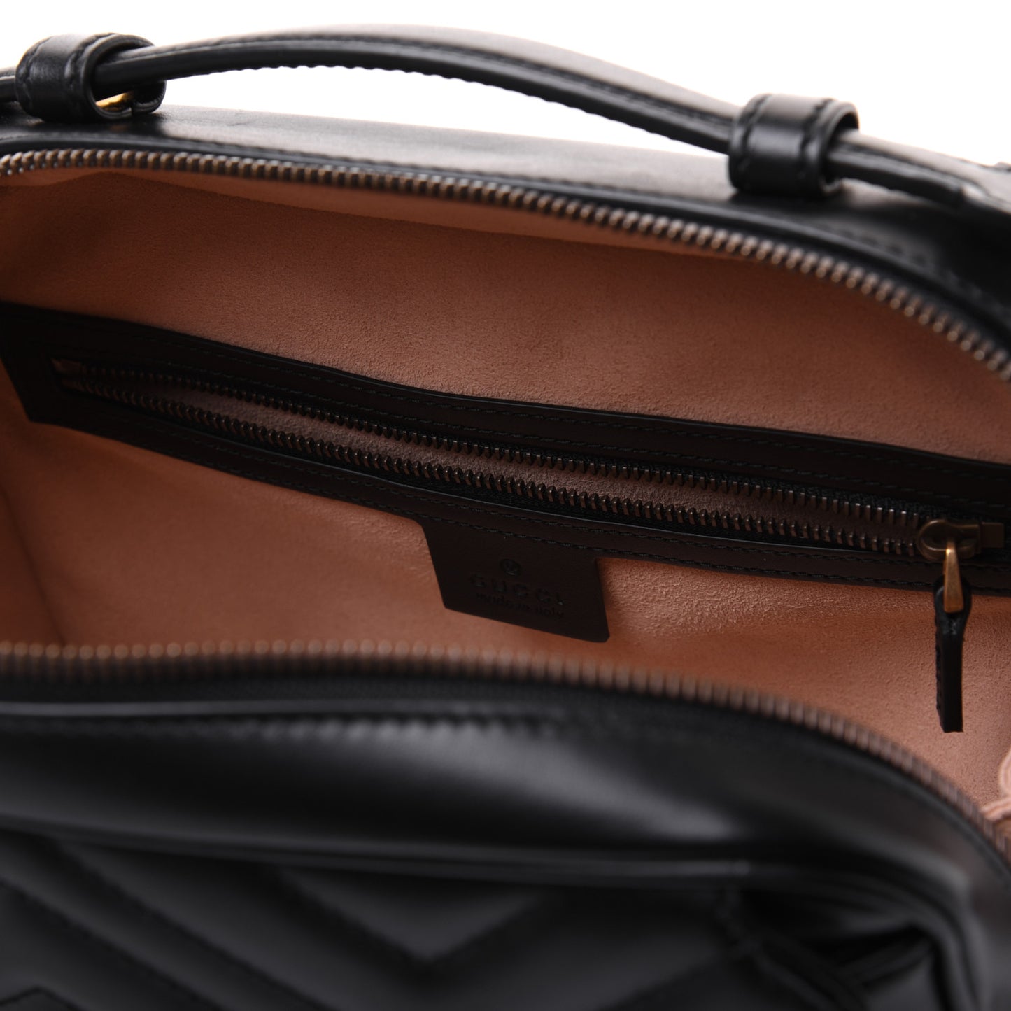 Calfskin Matelasse Sylvie Web Small GG Marmont Top Handle Shoulder Bag Black