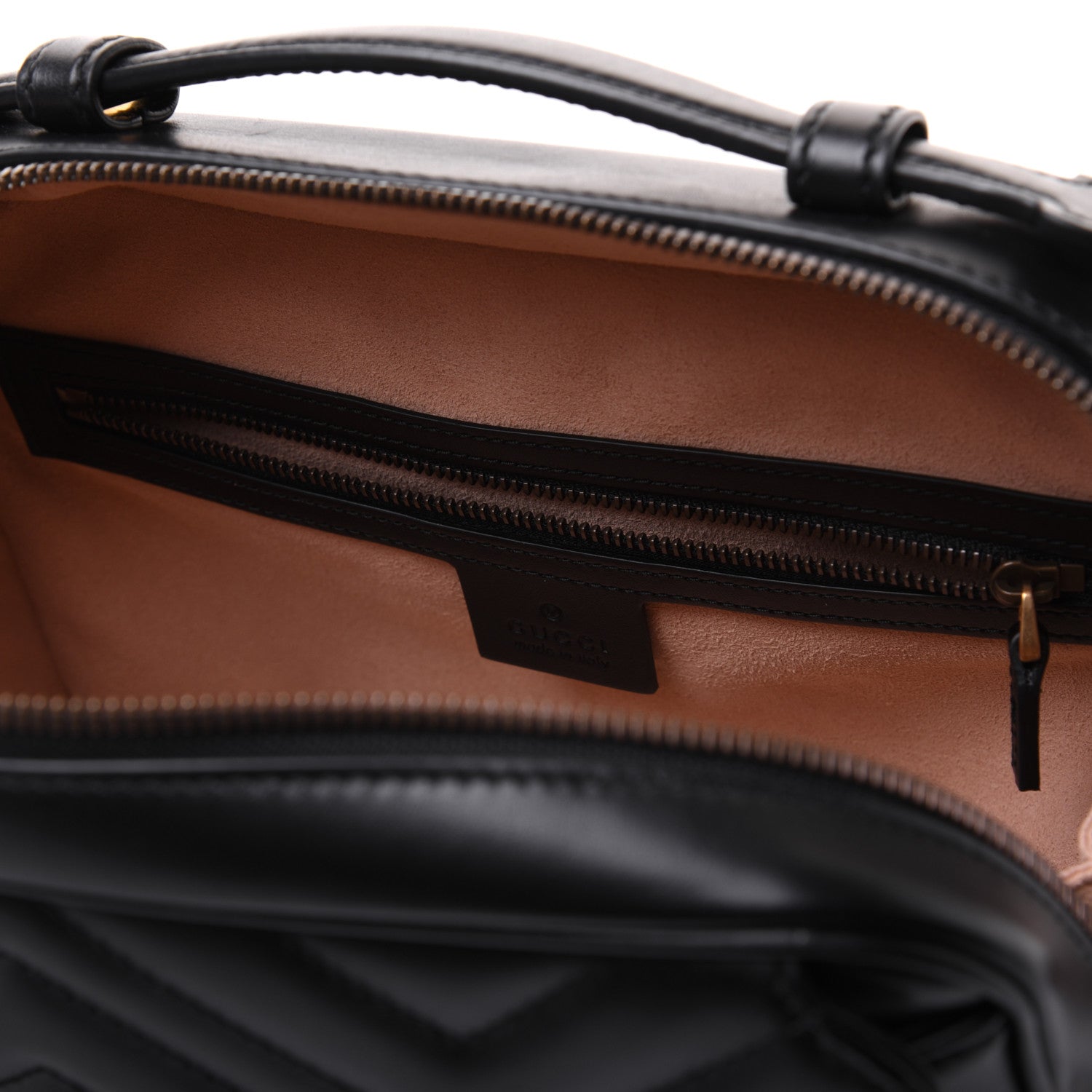 Gucci Calfskin Matelasse Sylvie Web Small GG Marmont Top Handle Shoulder Bag Black 11 of 23