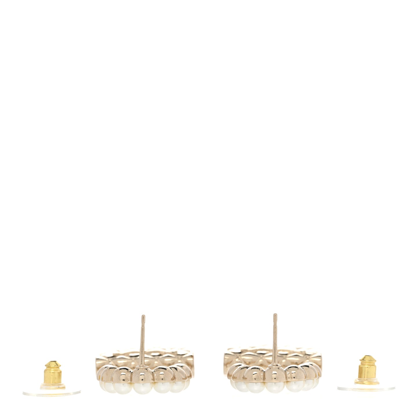Pearl Quilted CC Flap Bag Earrings Gold