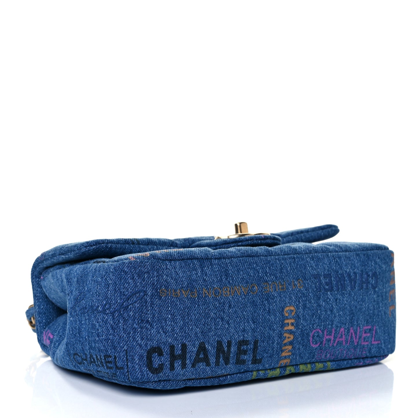 Denim Quilted Mini Denim Mood Rectangular Flap Blue Multicolor
