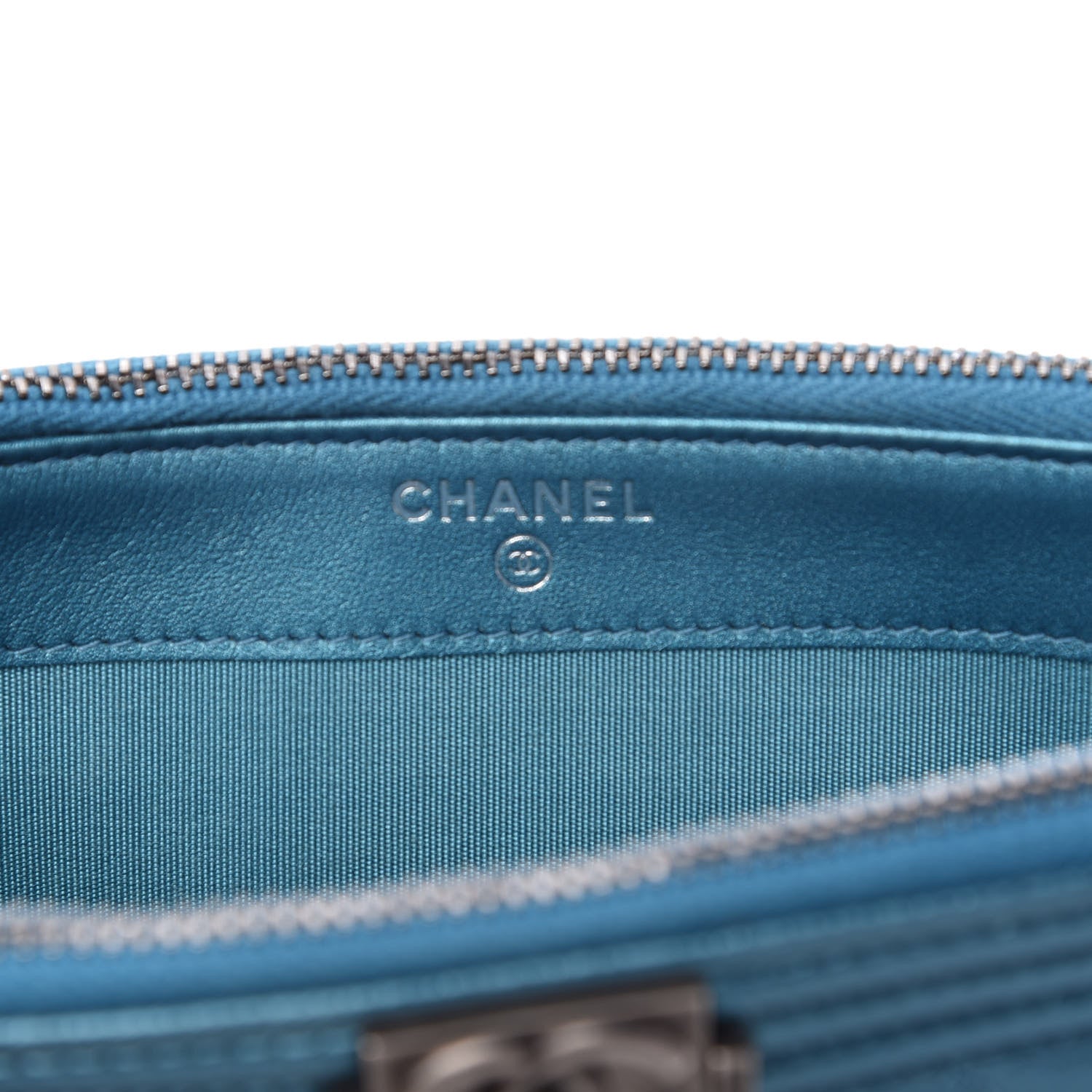 Chanel Metallic Caviar Quilted Small Boy Clutch With Chain Turquoise 8 of 11