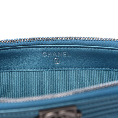 Chanel Metallic Caviar Quilted Small Boy Clutch With Chain Turquoise 8 of 11