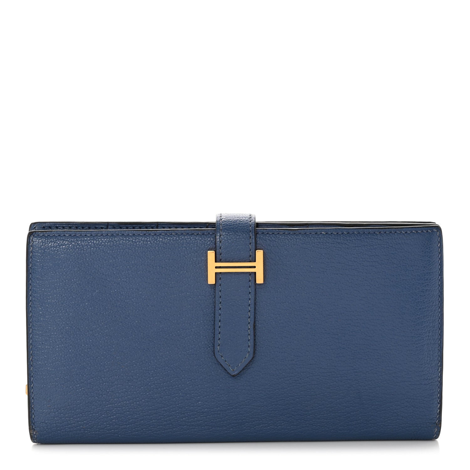 Hermes Chevre Mysore Bearn Gusset Wallet Bleu Agate 1 of 9