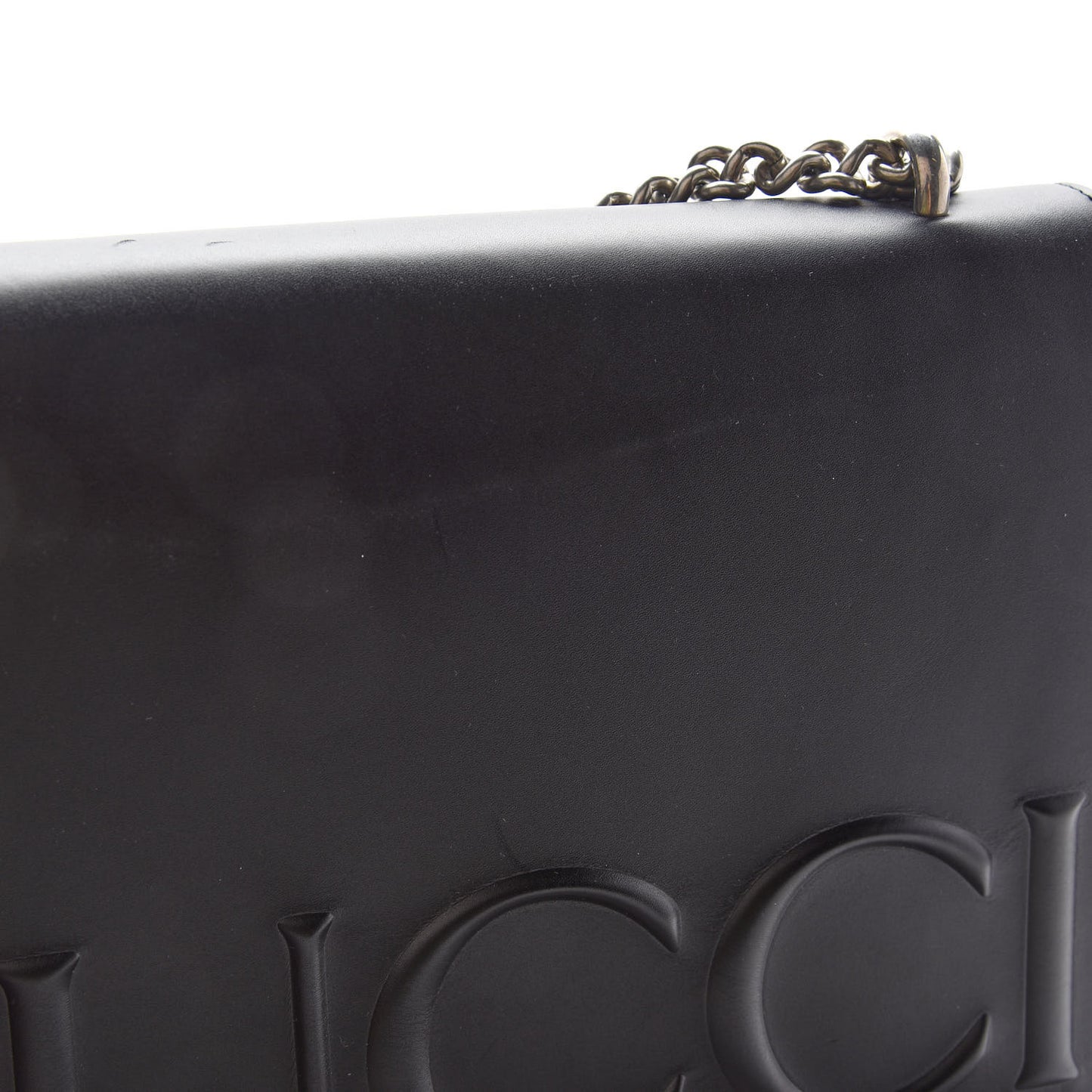 Calfskin Embossed XL Chain Strap Shoulder Bag Black