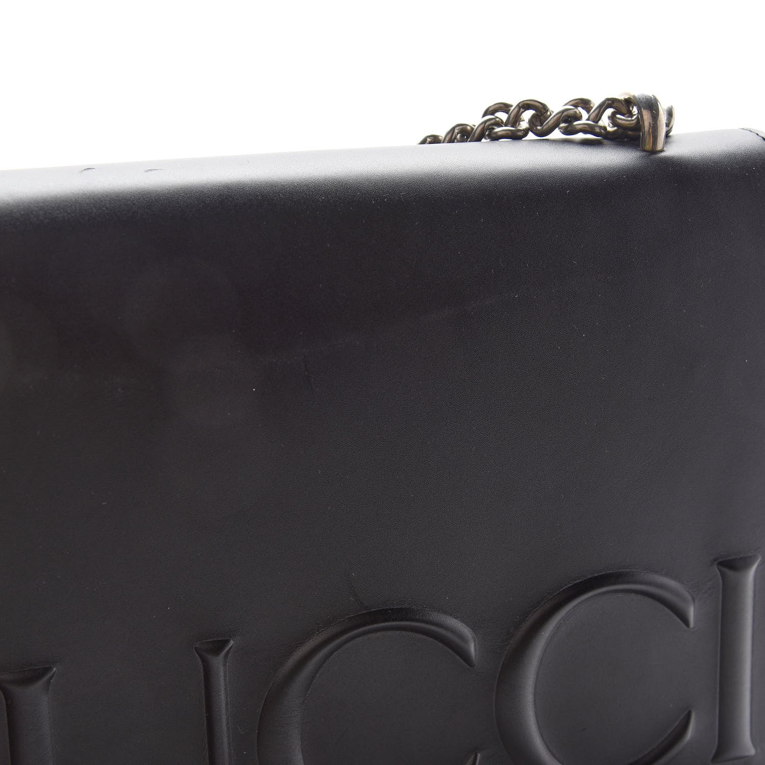 Gucci Calfskin Embossed XL Chain Strap Shoulder Bag Black 10 of 10