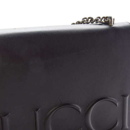Gucci Calfskin Embossed XL Chain Strap Shoulder Bag Black 10 of 10