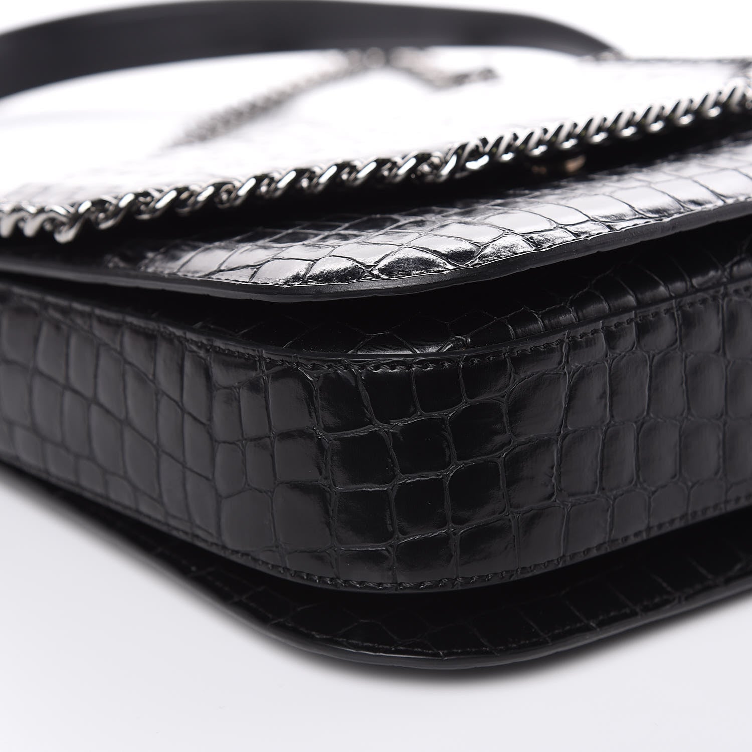 Stella McCartney Embossed Crocodile Effect Medium Falabella Box Shoulder Bag Black 8 of 8