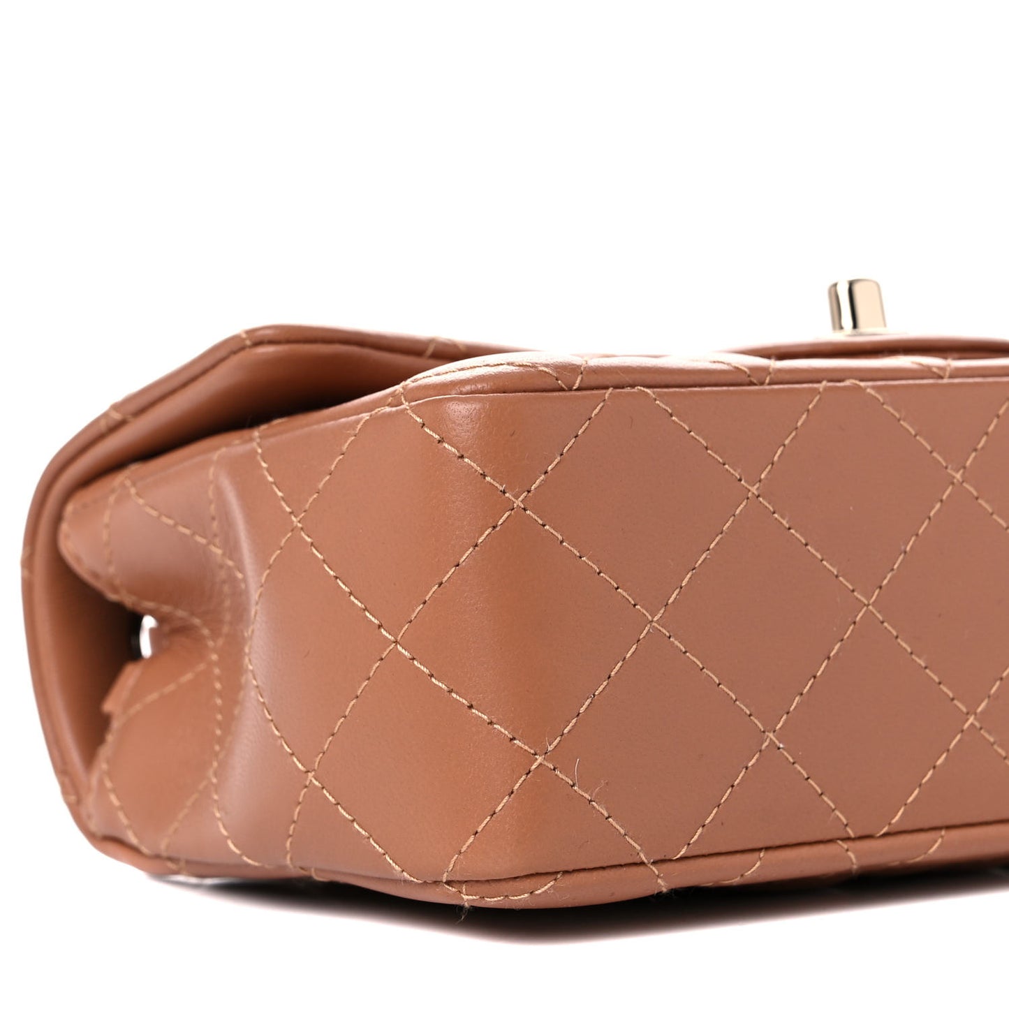 Lambskin Quilted Mini Rectangular Flap Brown