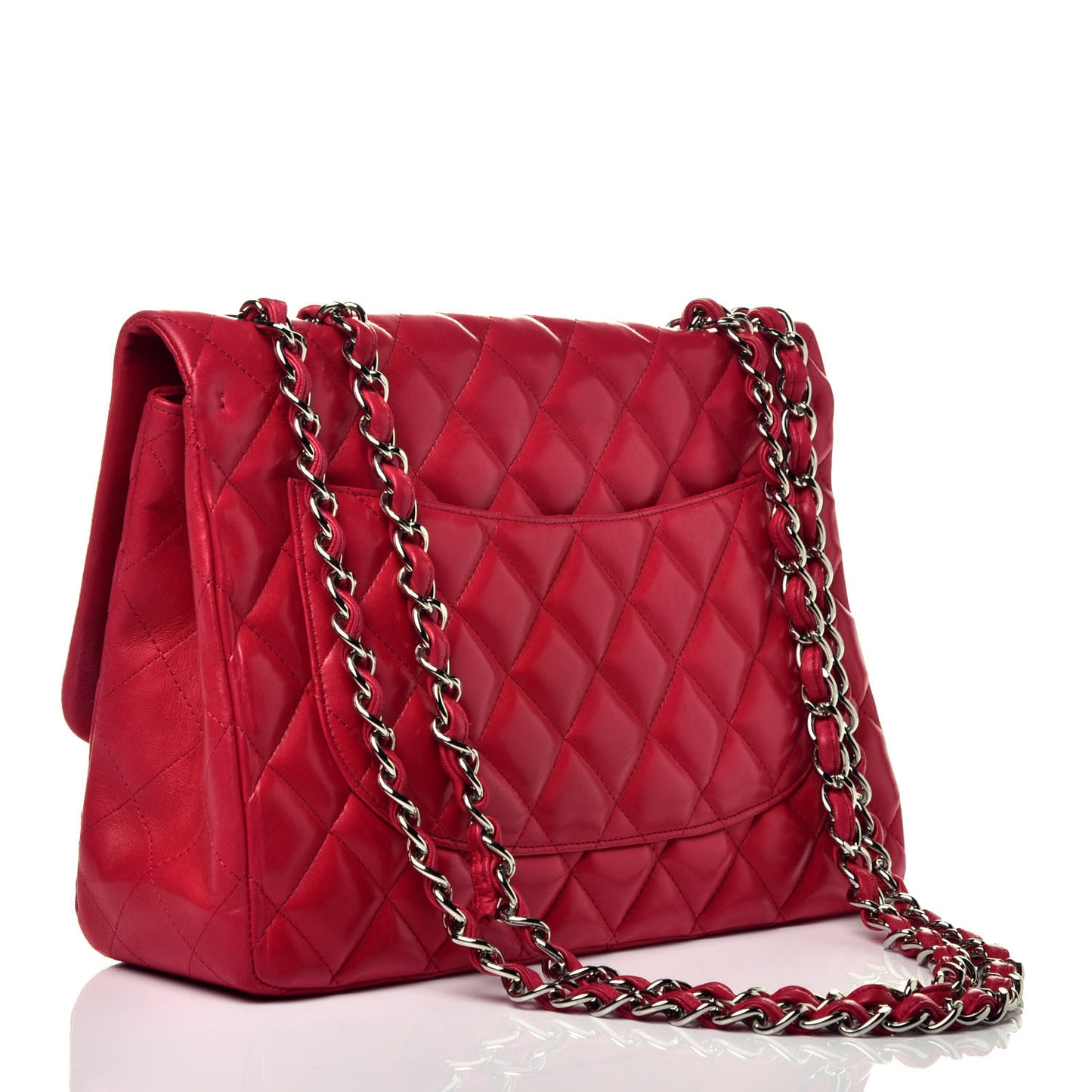 Lambskin Quilted Jumbo Single Flap Red