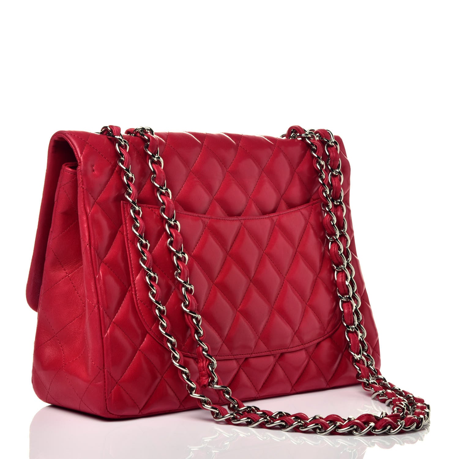 Chanel Lambskin Quilted Jumbo Single Flap Red 3 of 10