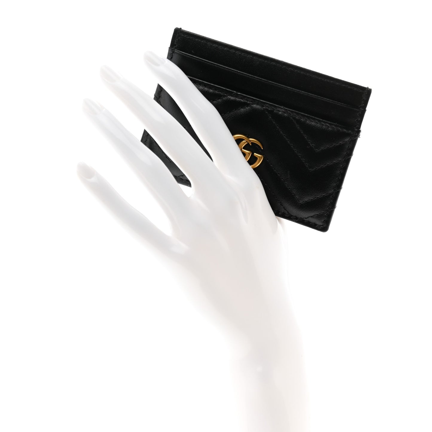 Calfskin Matelasse GG Marmont Card Holder Black