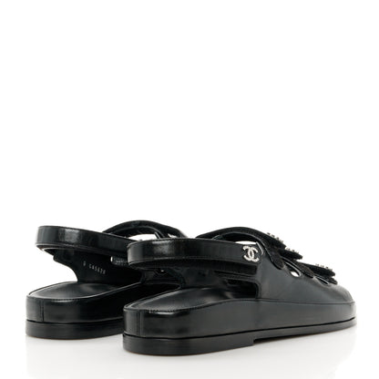 Chanel Lambskin Crystal CC Velcro Dad Sandals 38 Black 4 of 10