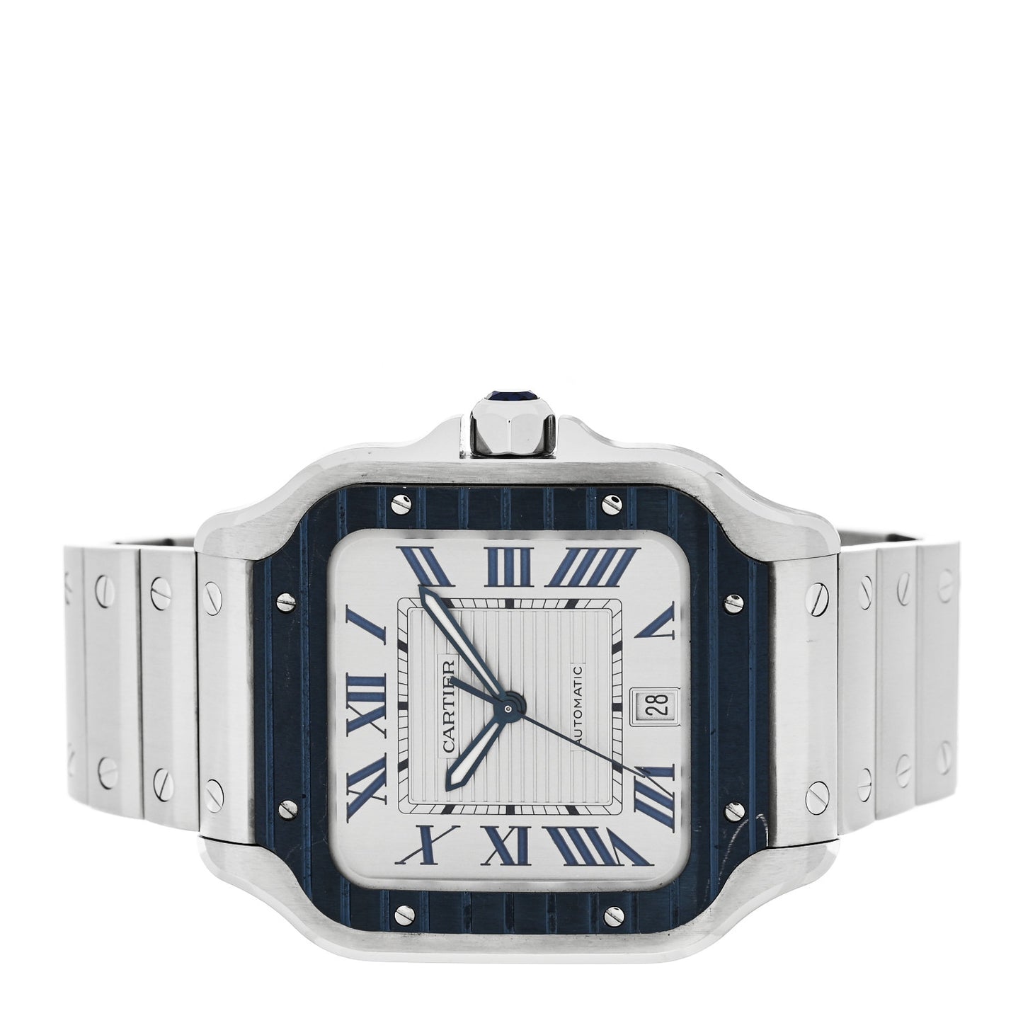 Stainless Steel 39.8mm Santos De Cartier Automatic Watch Grey